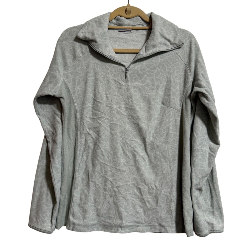 Columbia Womens Sage Green Geometric Leaf Print Quarter Zip Fleece Pullover L